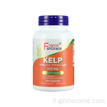 Kelp Natural Iodio supporta capsule di alghe per la tiroide sane
